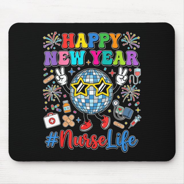 Groovy Happy New Year 2026 Nurse Life Disco Ball F Musmatta (Framsidan)