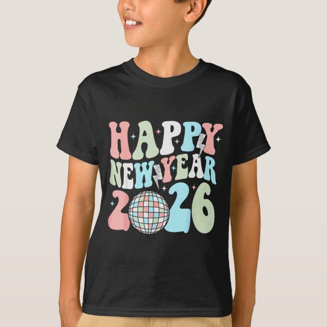 Groovy Happy New Year 2026 Party Cute New Years Ev T Shirt (Framsida)