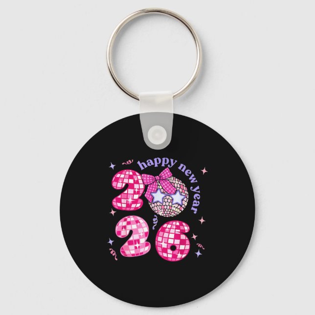 Groovy Happy New Year Party 2026 Girls Kids Toddle Nyckelring (Framsida)