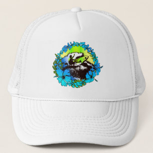 Groovy Hawaiian Surfer 1960's Retro Graphic Hat Truckerkeps