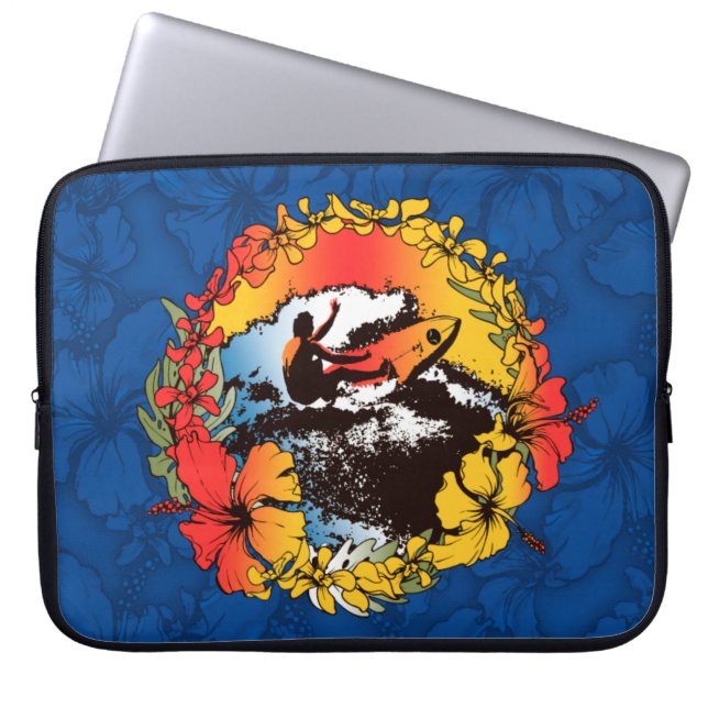 Groovy Hawaiian Surfer 1960's Retro Wetdress Bag Laptop Sleeve (Framsidan)