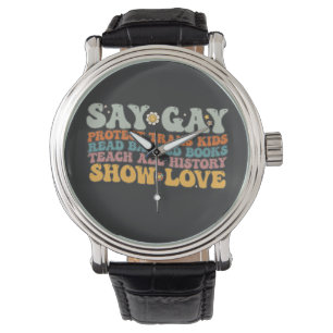 Groovy HBT Säga Gay Skydda Transbarn Läs Böcker Armbandsur