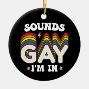 Groovy HBTQ Pride-ljud Gay jag är med Julgransprydnad Keramik