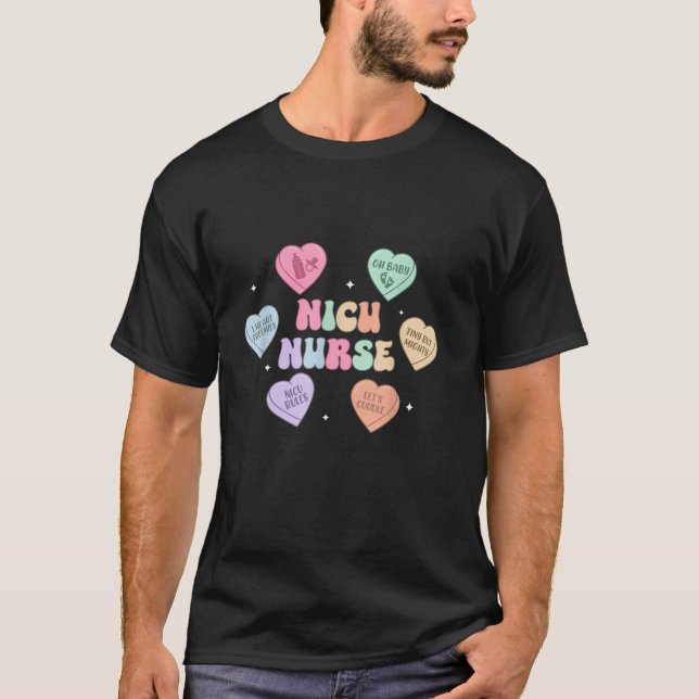 Groovy Heart Candy NICU Nurse Valentines day Long T Shirt (Framsida)