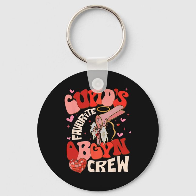 Groovy Heart Disco Cupids Favorit Obgyn Crew Val Nyckelring (Framsida)