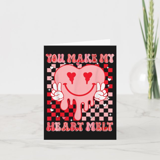 Groovy Heart du gör mitt hjärta smält Valentines d Kort (Framsida)