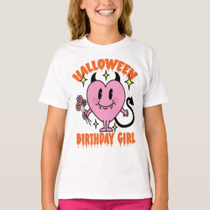 Groovy Heart Ghost Halloween Birthday Girl T Shirt