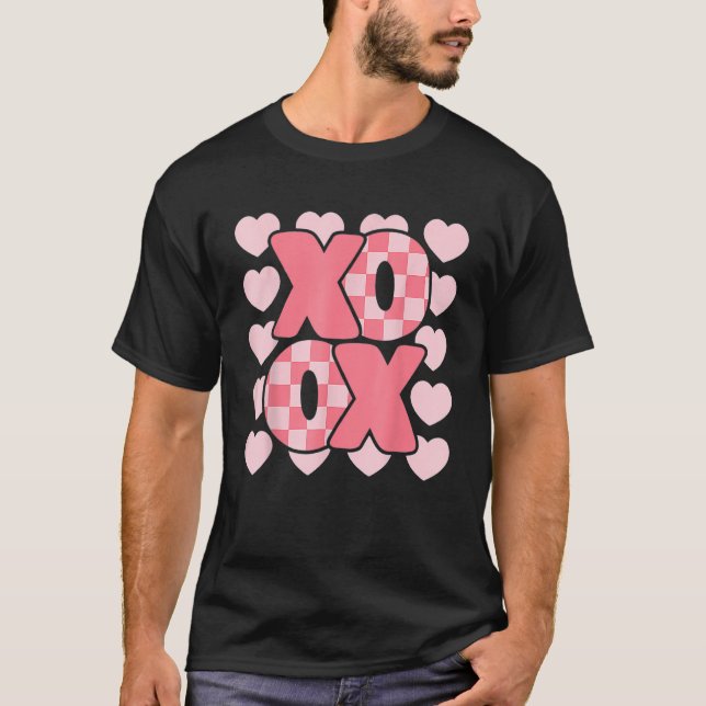 Groovy Heart Valentine's Day For Couple Xoxo Valen T Shirt (Framsida)