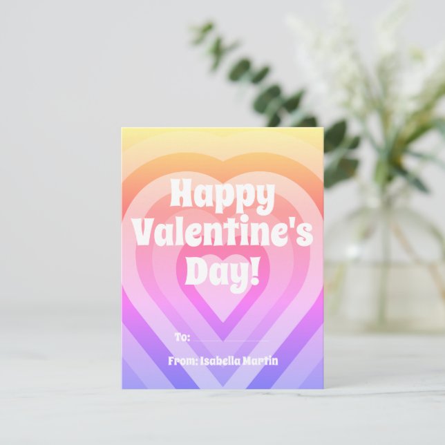 Groovy Hearts Kids Classroom Alla hjärtans dag Julkort (Stående Fram)