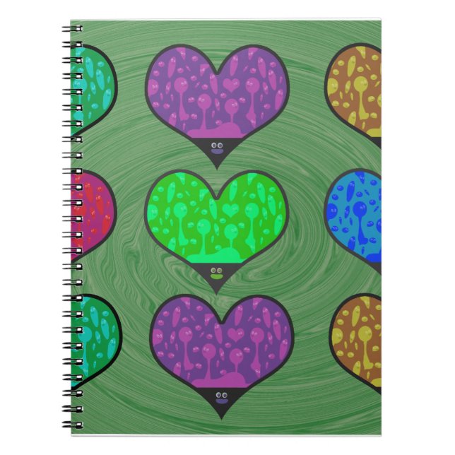 Groovy Hearts of Lava Anteckningsbok Med Spiral (Framsidan)