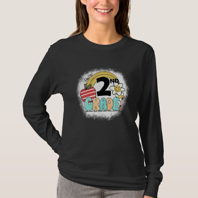 Groovy Hej 2nd Andra Klass Lärare Student Tillbaka T Shirt (Framsida)