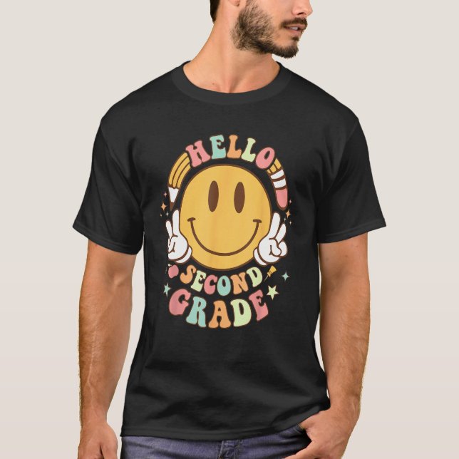 Groovy Hej andra Klass sjömil Lycklig Ansikte till T Shirt (Framsida)