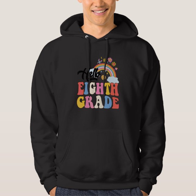 Groovy Hej Åttonde Klass Regnbåge Lärare Student Hoodie (Framsida)