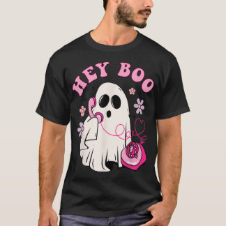 Groovy Hej Boo Cute Ghost Funny Halloween Girls T Shirt