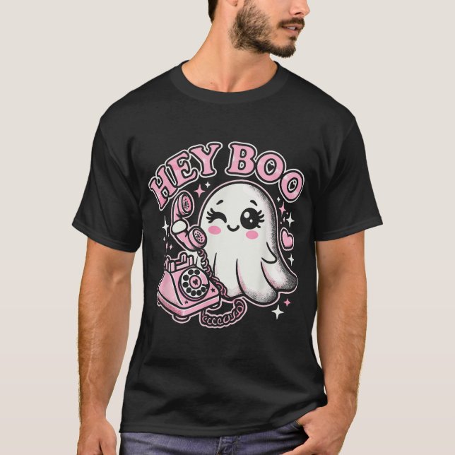 Groovy Hej Boo Ghost Halloween Girls Women Kids T Shirt (Framsida)
