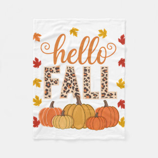 Groovy Hej Fall Autolampa Löv Pumpkin Leop Fleecefilt