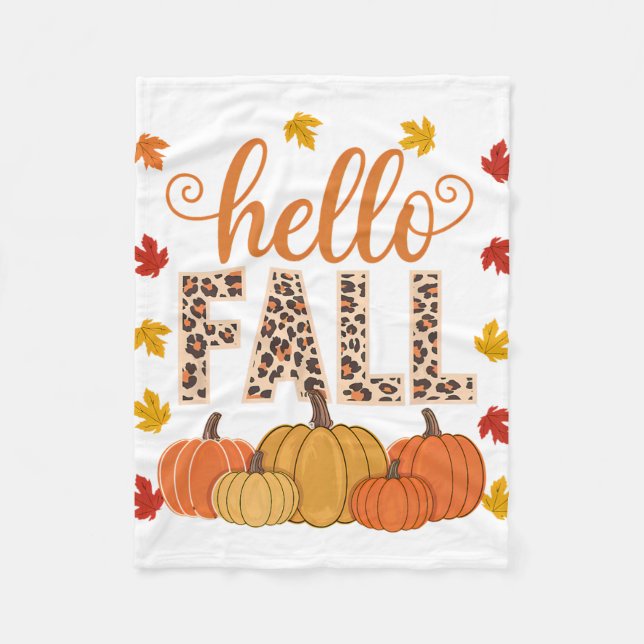 Groovy Hej Fall Autolampa Löv Pumpkin Leop Fleecefilt (Framsidan)