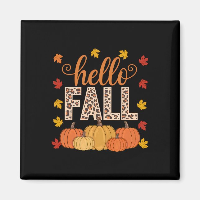 Groovy Hej Fall Autolampa Löv Pumpkin Leop Magnet (Framsidan)