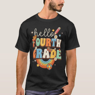 Groovy Hej Fjärde Klass Vibes Retro Teacher Tillba T Shirt
