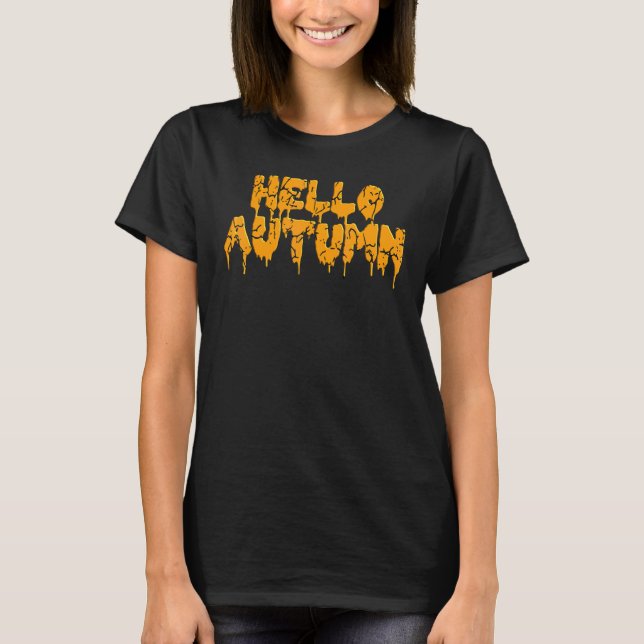 Groovy Hej Hösten Halloween Droppande Stil Glad T Shirt (Framsida)