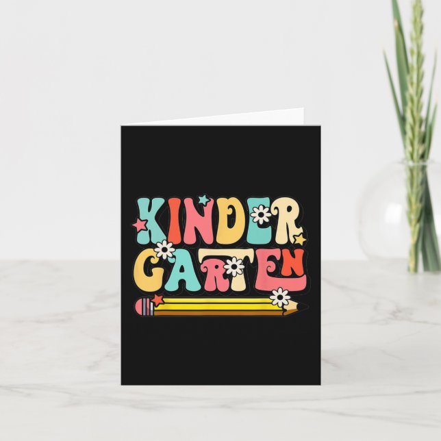 Groovy Hej Kindergarten Vibes Retro Teacher Tillba Kort (Framsida)
