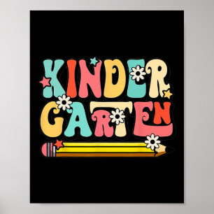 Groovy Hej Kindergarten Vibes Retro Teacher Tillba Poster