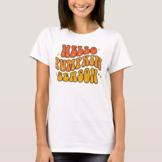 Groovy Hej Pumpa Säsong Retro Höst Glitter T Shirt
