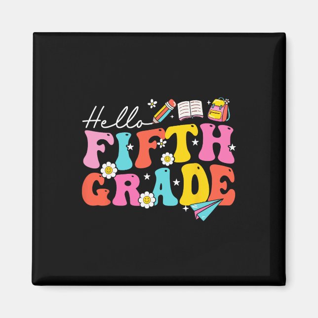 Groovy Hello Femte Klass 5:e Klass Ck Till Skolan  Magnet (Framsidan)