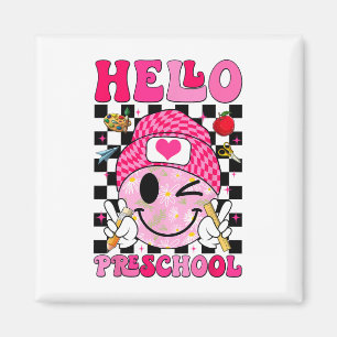 Groovy Hello Förskola Förskola Elever Första Dagen Magnet