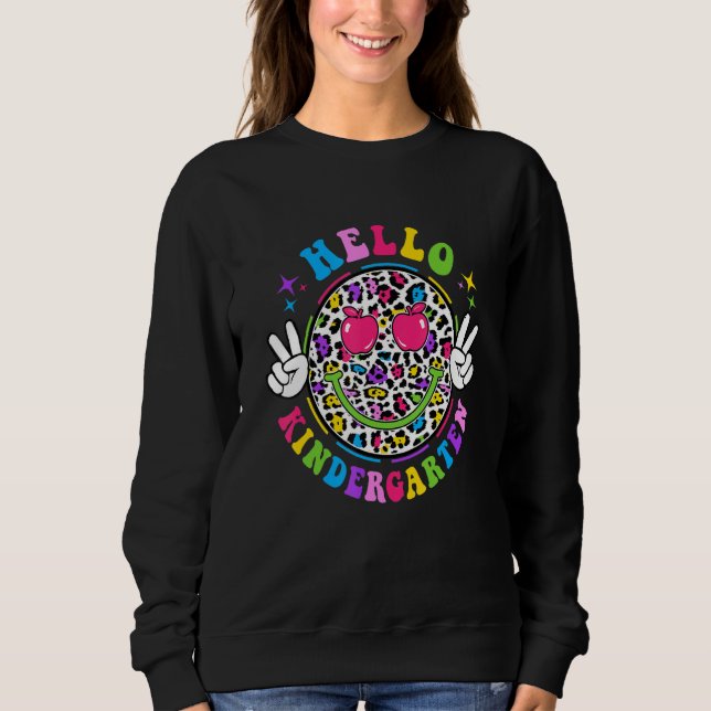 Groovy Hello Kindergarten Vibes Retro Teacher Back T Shirt (Framsida)