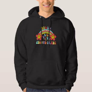 Groovy Hello Second Grade Vibes Retro Lärarens Bak Hoodie