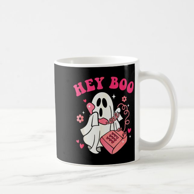 Groovy Hey Boo Cute Ghost Funny Halloween Mens Wom Kaffemugg (Höger)