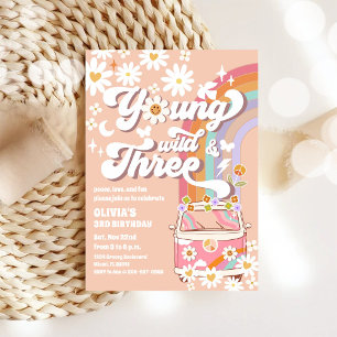 Groovy Hippie 3-års inbjudan