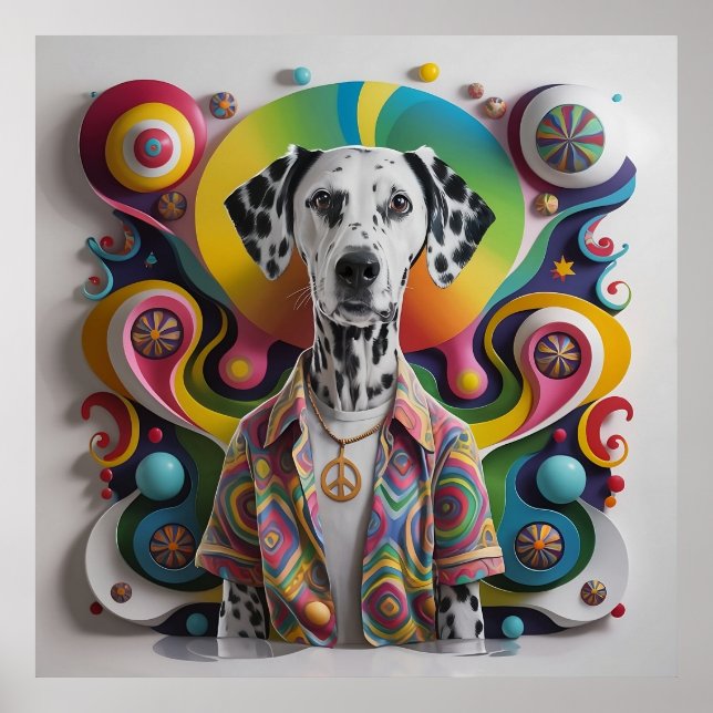 Groovy Hippie 60-tal Dalmatian Poster (Framsidan)