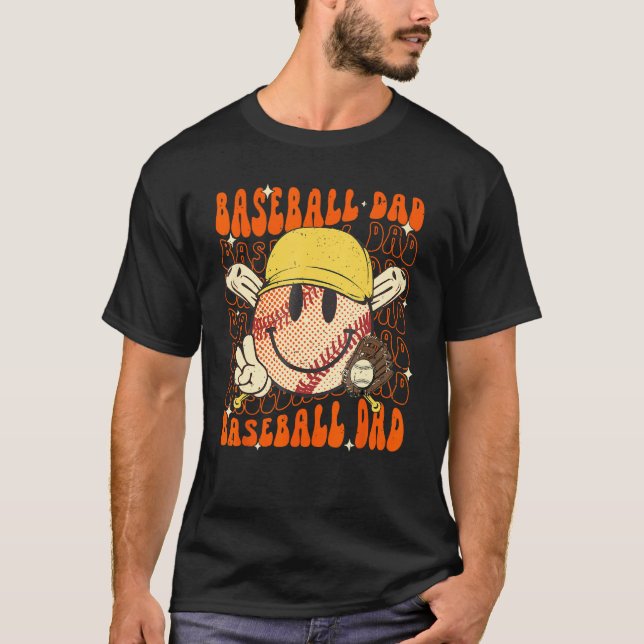 Groovy Hippie Baseball Dad Father's Day Softball G T Shirt (Framsida)
