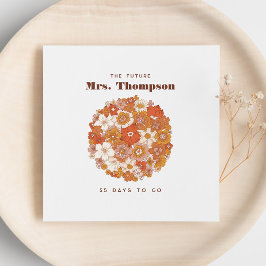 Groovy Hippie Blommig Rosa Orange Bröllopsdusch Pappersservett