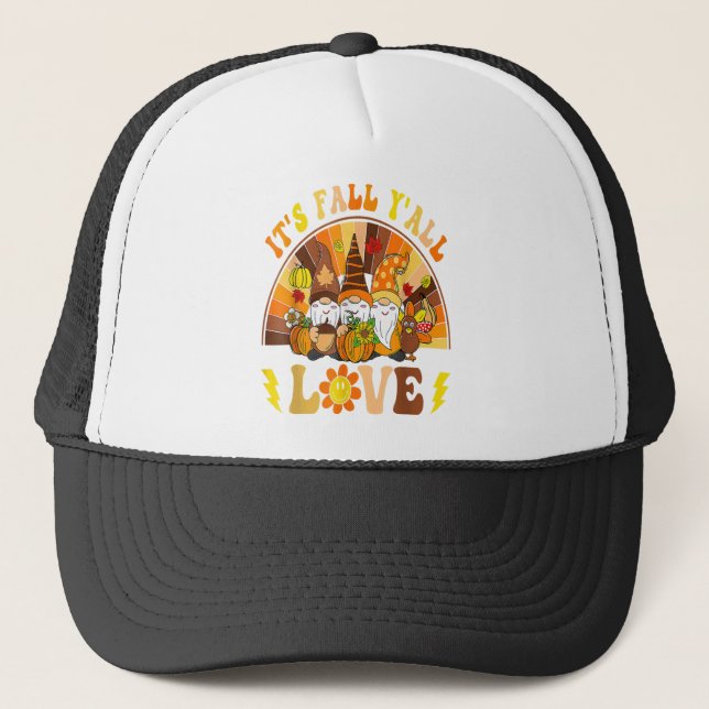 Groovy Hippie Det är Fall Y'all Gnomes Pumpkin Aut Keps (Framsida)