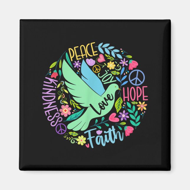 Groovy Hippie Fred Hoppas Kärlek Fågel Värld Magnet (Framsidan)