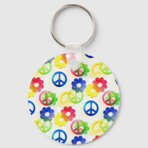 Groovy Hippie Fredstecken Flower Power Sparkles Nyckelring