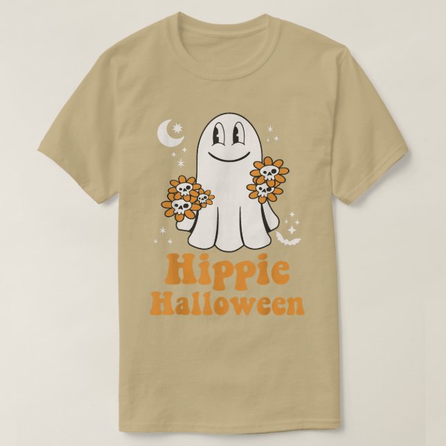 Groovy Hippie Halloween Costume Retro Blommigt Gho T Shirt (Design framsida)