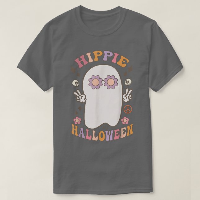 Groovy Hippie Halloween Vibes Costume Retro Ghost T Shirt (Design framsida)