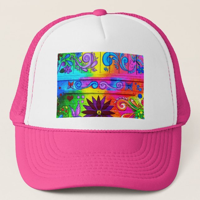 groovy hippie hat truckerkeps (Framsida)