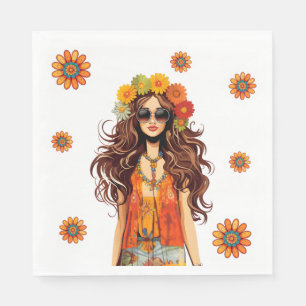 Groovy Hippie Hippy 1970-talets Födelsedagsfest Pappersservett