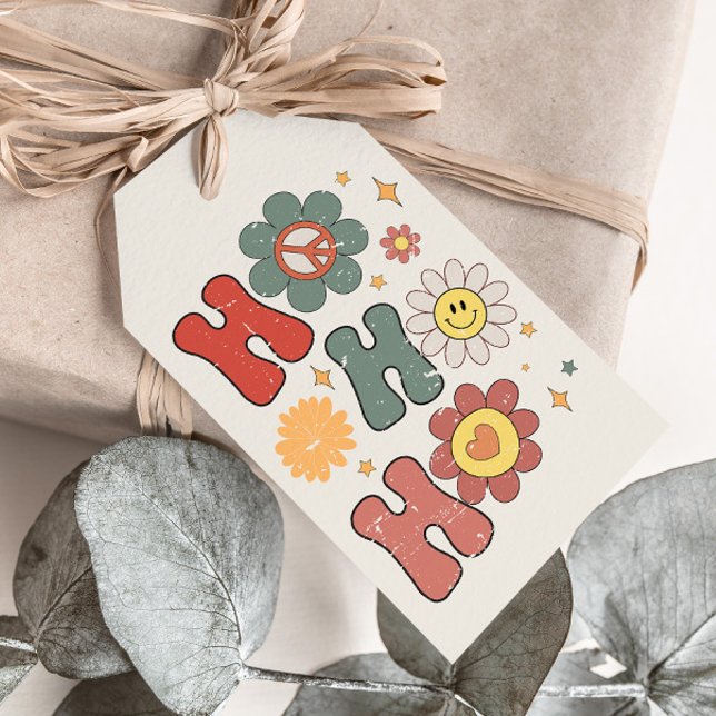 Groovy Hippie Ho Ho Ho Jul Helgdag Presentetikett (Skapare uppladdad)
