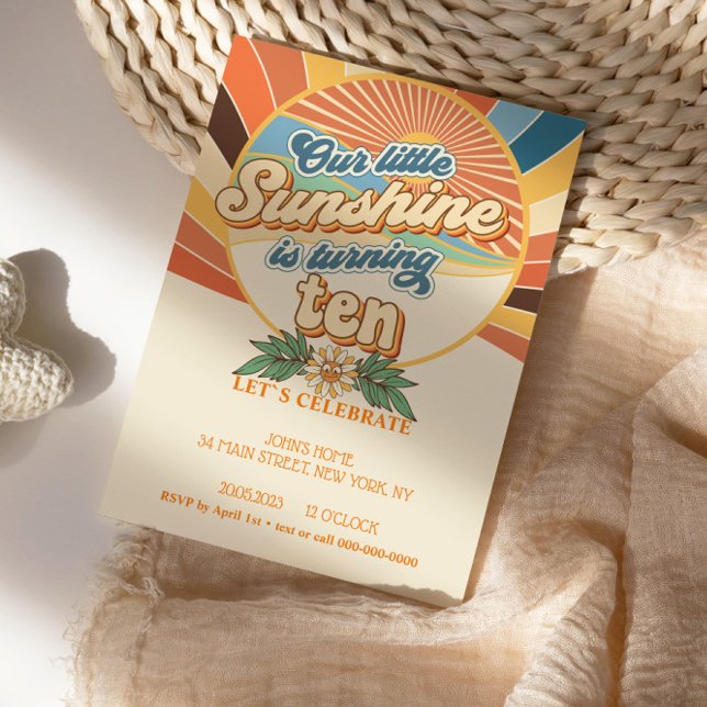 Groovy hippie-inbjudan 10-årsdag bohemian inbjudningar (Skapare uppladdad)