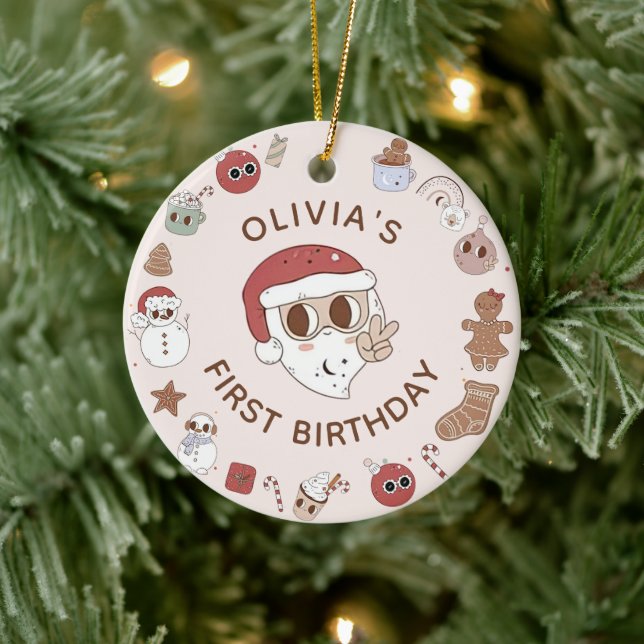 Groovy Hippie jul Birthday Ceramic Ornament (Träd)