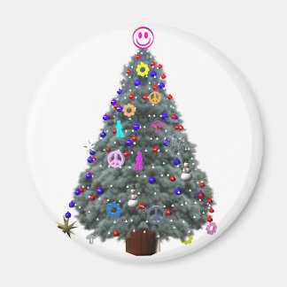 Groovy Hippie Julgran Magnet