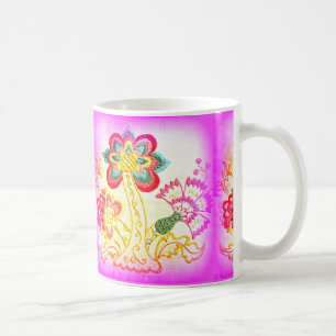 Groovy hippie-kaffet stil-handflatan träd mugg