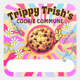 Groovy hippie kakbakery bakning bagare fredstecken fyrkantigt klistermärke