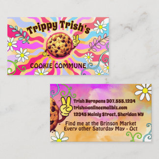 Groovy hippie kakbakery bakning bagare fredstecken visitkort